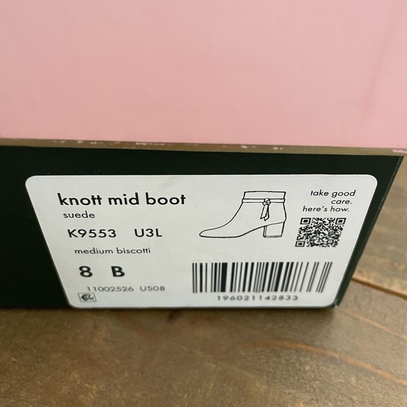 Kate Spade Women's Knott Mid Heel Boots in Light Fawn size 8 - Picture 3 of 6
